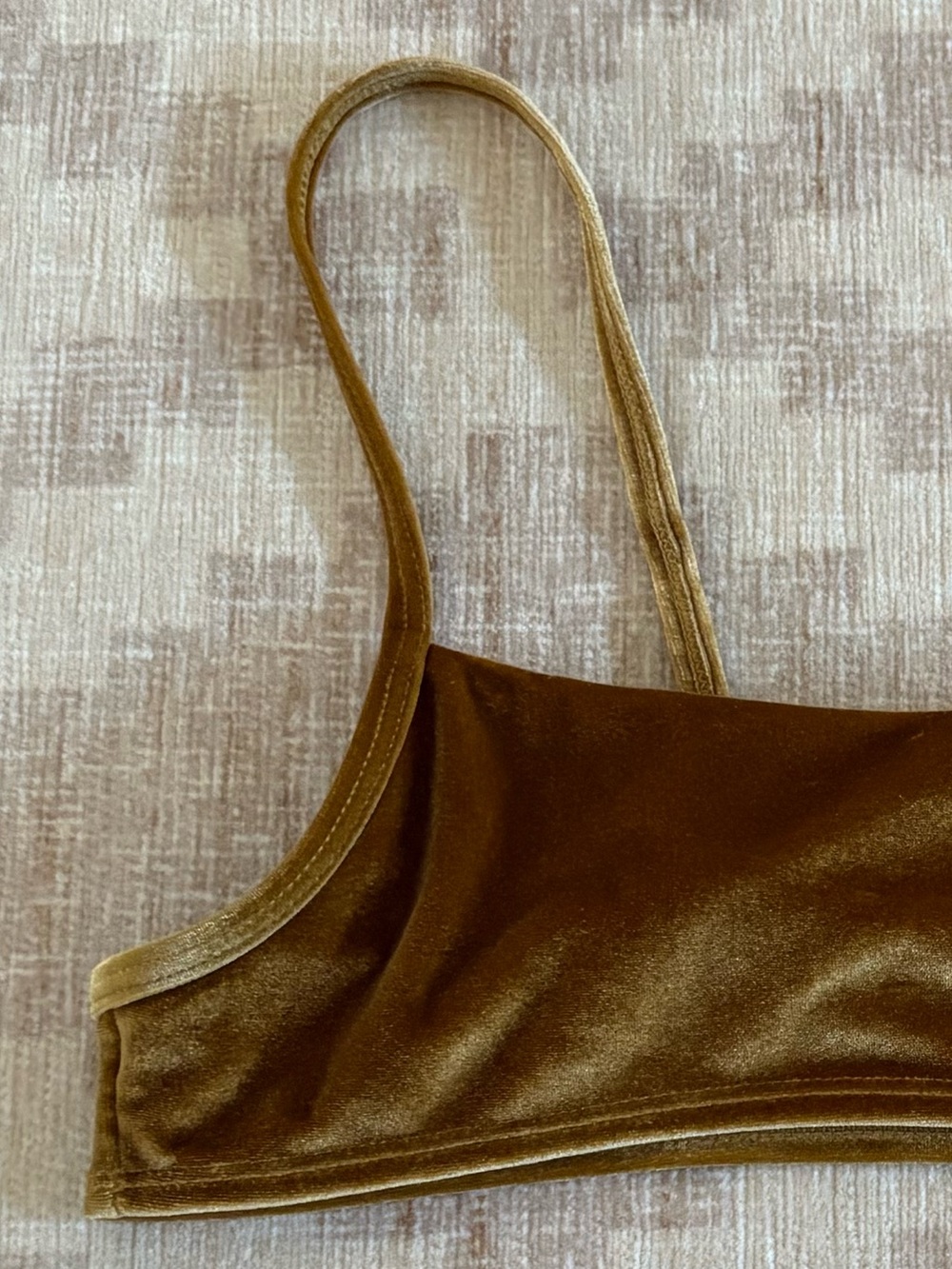 Zaful Velvet Bikini Top or Bralette in Golden Brown